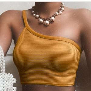 Chic Solid Color One Strap Cropped Cami